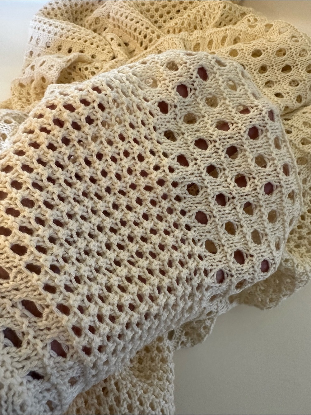 Cupshe Versatile Oversize Boxy Beige Open Knit Crochet Sweater Top Size XL NWT - Picture 11 of 17